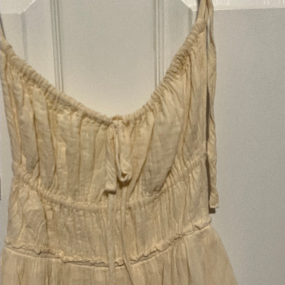 Cream Spaghetti-Strap Ruffle Mini Dress - Picture 6 of 11